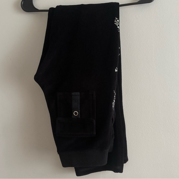 Juicy Couture Velour Tracksuit black zip up sweat pants rhinestone - Picture 4 of 8